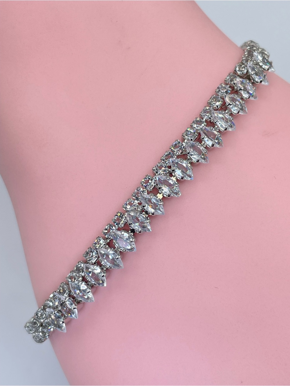 Swarovski Crystal Elements White Crystal Bridal Art Deco Tennis Bracelet